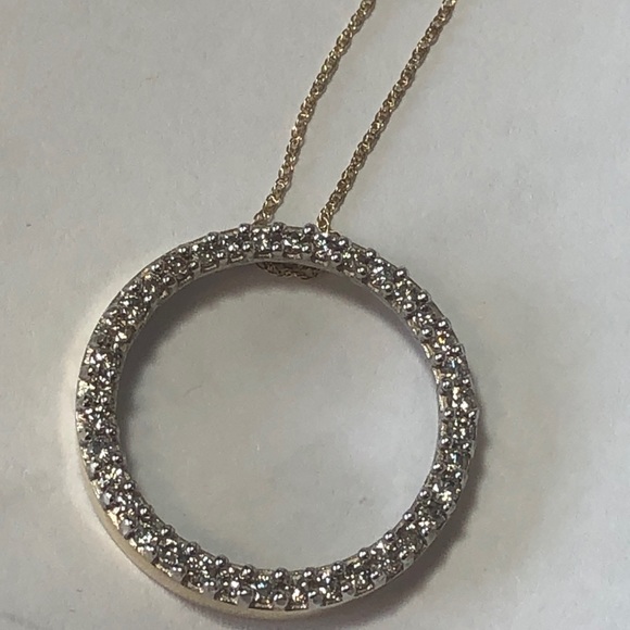 14 kt yellow gold & genuine diamonds “ circle “ - Picture 5 of 8